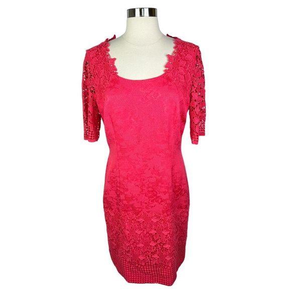 Antonio Melani Red Floral Crochet Lace Mini Dress - Size 10 - Picture 1 of 7